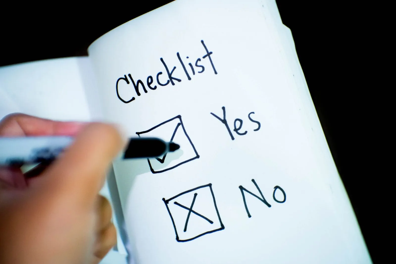 Checklist representing verified business license and background checks